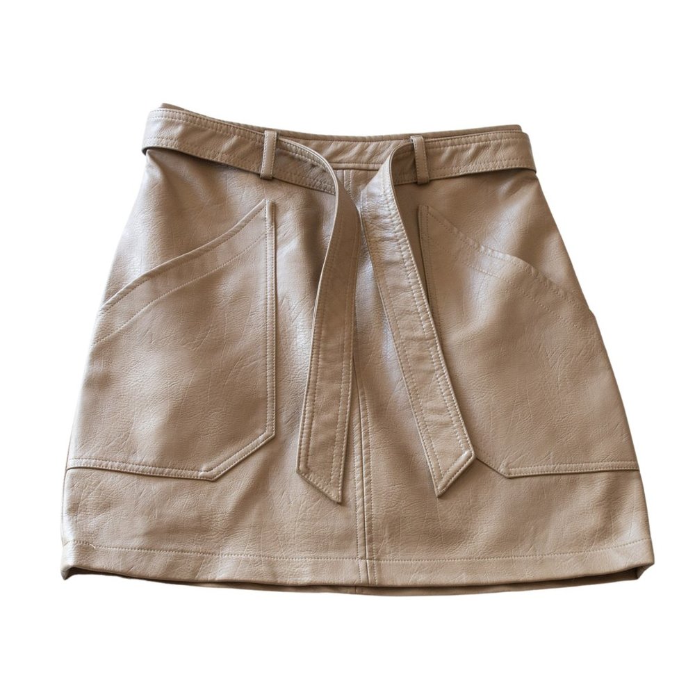 Taupe Faux Leather Skirt Size S